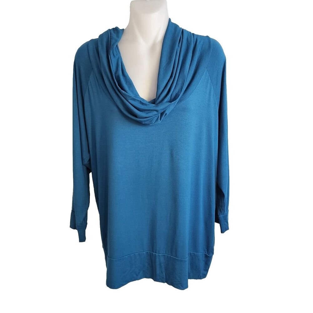 Coldwater Creek Womens Top Medium 10-12 Cowl Neck 3/4 Sleeve Rayon Stretch Knit